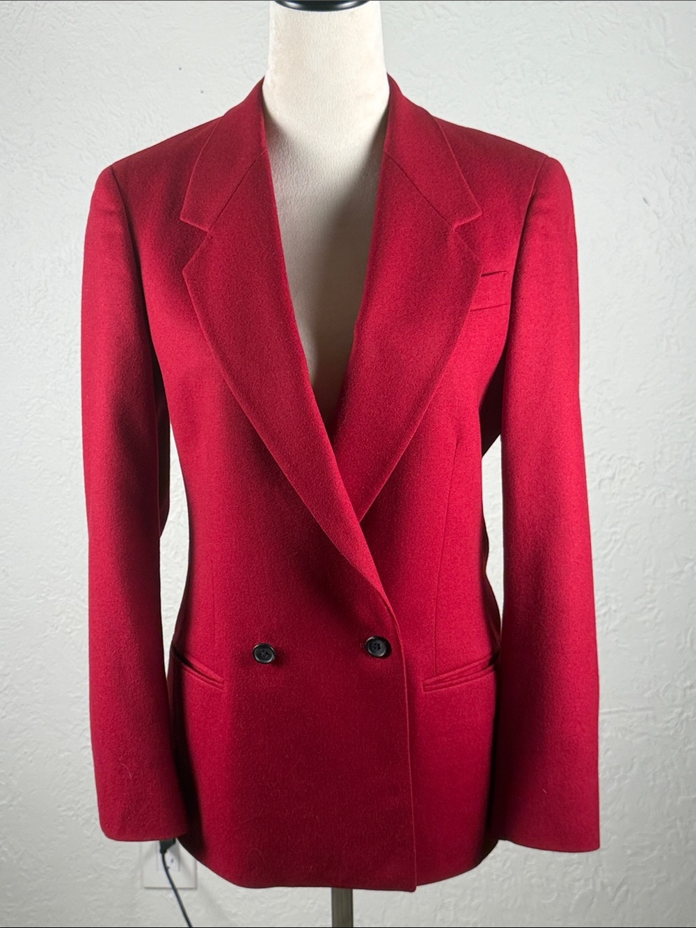 Red Virgin Wool Double Breasted Blazer Jacket